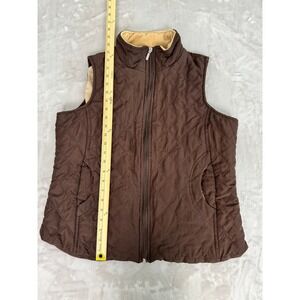 Jane Ashley Brown Quilted Vest Sleeveless Padded Layering Casual Lifestyle
